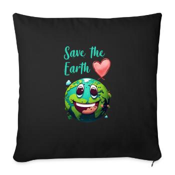 Save the Earth Environmental Protection and Species Conservation - Sofa pillowcase 17,3'' x 17,3'' (45 x 45 cm) - black - Front