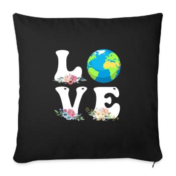 Save the Earth LOVE Mission Earth Environmental Protection - Sofa pillowcase 17,3'' x 17,3'' (45 x 45 cm) - black - Front
