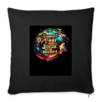 Soutenir la planète locale Protection de l’environnement Nature - Housse de coussin décorative 45 x 45 cm - noir - Devant