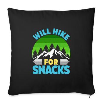 Hiker Funny Mountain Fan Will Hike for Snacks - Sofa pillowcase 17,3'' x 17,3'' (45 x 45 cm) - black - Front