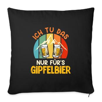 Wanderer lustig Bierfan Gipfelbier Summit - Sofakissenbezug 45 x 45 cm - Schwarz - Vorne