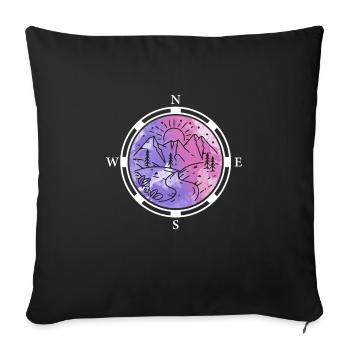 Randonneurs Montagnes Boussole Escalade Alpinisme - Housse de coussin décorative 45 x 45 cm - noir - Devant