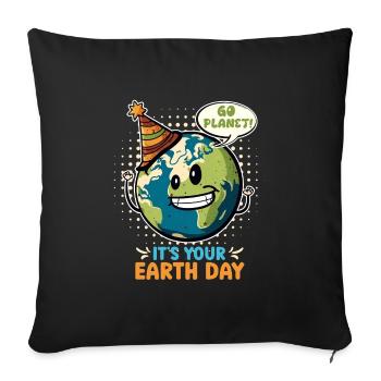 Mission Jour de la Terre Protection de la Terre et du climat Environnement - Housse de coussin décorative 45 x 45 cm - noir - Devant