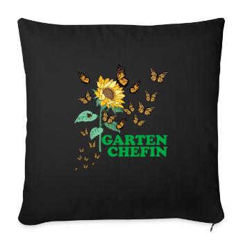 Garten Chefin Sonnenblumen Gartenfreundin Blumen - Sofakissenbezug 45 x 45 cm - Schwarz - Vorne