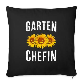 Garten Chefin Sonnenblumen Gartenfreundin Blumen - Sofakissenbezug 45 x 45 cm - Schwarz - Vorne