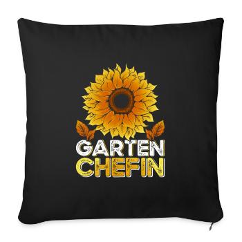 Garten Chefin Sonnenblumen Gartenfreundin Blumen - Sofakissenbezug 45 x 45 cm - Schwarz - Vorne