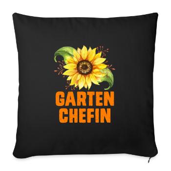 Garten Chefin Sonnenblumen Gartenfreundin - Sofakissenbezug 45 x 45 cm - Schwarz - Vorne