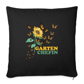Garten Chefin Sonnenblumen Gartenfreundin Blumen - Sofakissenbezug 45 x 45 cm - Schwarz - Vorne