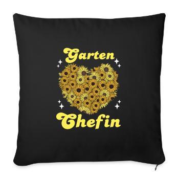 Garten Chefin Sonnenblumen Gartenfreundin Blumen - Sofakissenbezug 45 x 45 cm - Schwarz - Vorne