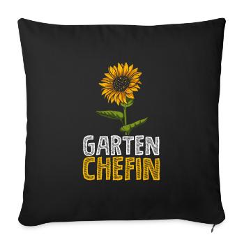 Garten Chefin Sonnenblumen Gartenfreundin - Sofakissenbezug 45 x 45 cm - Schwarz - Vorne