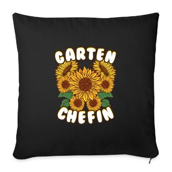 Garten Chefin Sonnenblumen Gartenfreundin - Sofakissenbezug 45 x 45 cm - Schwarz - Vorne