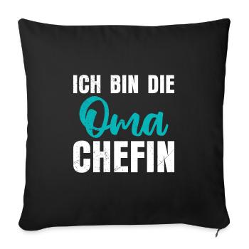 Oma Ehefrau und Chefin Muttertag super Oma - Sofakissenbezug 45 x 45 cm - Schwarz - Vorne