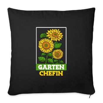 Garten Chefin Sonnenblumen Gartenfreundin Blumen - Sofakissenbezug 45 x 45 cm - Schwarz - Vorne
