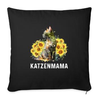 Chat Maman Fleurs Chats Amants Fans de chat - Housse de coussin décorative 45 x 45 cm - noir - Devant