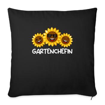 Garten Chefin Sonnenblumen Gartenfreundin Blumen - Sofakissenbezug 45 x 45 cm - Schwarz - Vorne