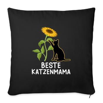 Beste Katzenmama I love Cats Katzenhalter - Sofakissenbezug 45 x 45 cm - Schwarz - Vorne
