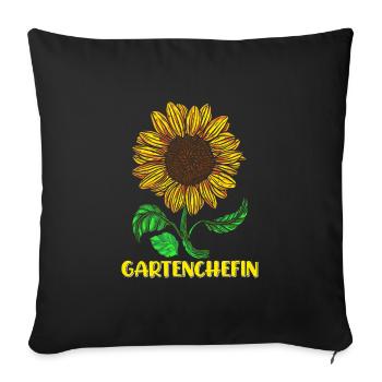 Garten Chefin Sonnenblumen Gartenfreundin Blumen - Sofakissenbezug 45 x 45 cm - Schwarz - Vorne