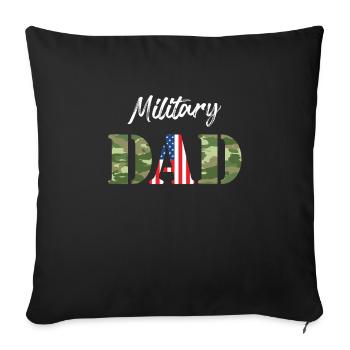 Fan militaire Père Patriotisme Amérique Fier - Housse de coussin décorative 45 x 45 cm - noir - Devant
