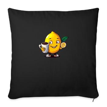 Boissons sucrées au citron café - Housse de coussin décorative 45 x 45 cm - noir - Devant