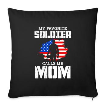 Proud Mom Soldier Military Fan America USA - Housse de coussin décorative 45 x 45 cm - noir - Devant