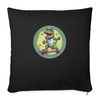 Cool T-Rex with baseball cap on skateboard - Sofa pillowcase 17,3'' x 17,3'' (45 x 45 cm) - black - Front