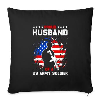 Soldiers Military Fan Proud Husband Army - Sofa pillowcase 17,3'' x 17,3'' (45 x 45 cm) - black - Front