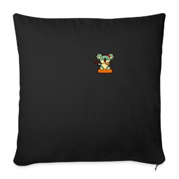 Koala Retro Pocket Design eats with chopsticks - Sofa pillowcase 17,3'' x 17,3'' (45 x 45 cm) - black - Front