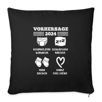Vorhersage werdende Mama 2024 Baby bald Papa - Sofakissenbezug 45 x 45 cm - Schwarz - Vorne
