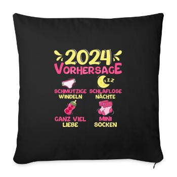 Vorhersage werdende Mama 2024 Baby bald Papa - Sofakissenbezug 45 x 45 cm - Schwarz - Vorne