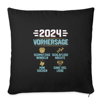 Vorhersage 2024 bald Vater Babyparty 2024 - Sofakissenbezug 45 x 45 cm - Schwarz - Vorne