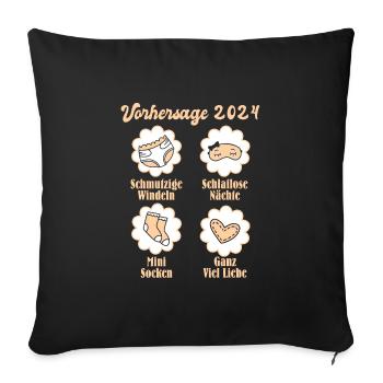 Vohersage 2024 werdende Mama 2024 bald Papa - Sofakissenbezug 45 x 45 cm - Schwarz - Vorne