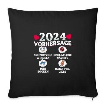 Baby Vorhersage 2024 werdende Mutter 2024 - Sofakissenbezug 45 x 45 cm - Schwarz - Vorne