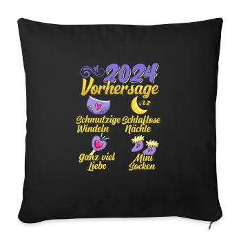 Baby Vorhersage 2024 werdende Mutter 2024 - Sofakissenbezug 45 x 45 cm - Schwarz - Vorne
