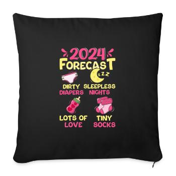 Vorhersage 2024 werdende Mama 2024 bald Papa 2024 - Sofakissenbezug 45 x 45 cm - Schwarz - Vorne