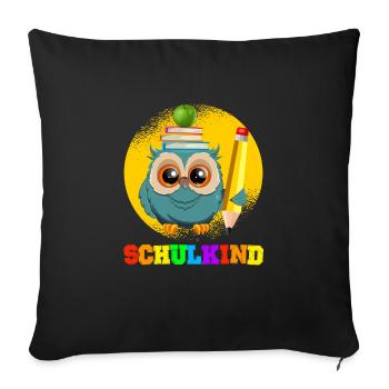 Schulkind Grundschule Einschulung 1. Klasse - Sofakissenbezug 45 x 45 cm - Schwarz - Vorne
