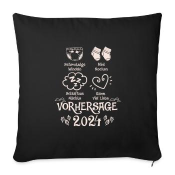 Vorhersage werdende Mama 2024 Baby bald Papa - Sofakissenbezug 45 x 45 cm - Schwarz - Vorne