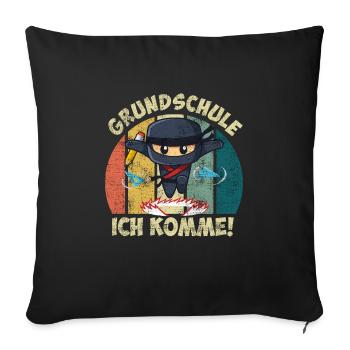Grundschule Ich komme! Erstklässler Einschulung - Sofakissenbezug 45 x 45 cm - Schwarz - Vorne