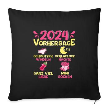 Baby Vorhersage 2024 werdende Mutter 2024 - Sofakissenbezug 45 x 45 cm - Schwarz - Vorne