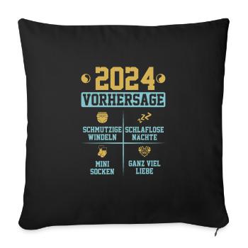 Vorhersage werdende Mama 2024 Baby bald Papa - Sofakissenbezug 45 x 45 cm - Schwarz - Vorne