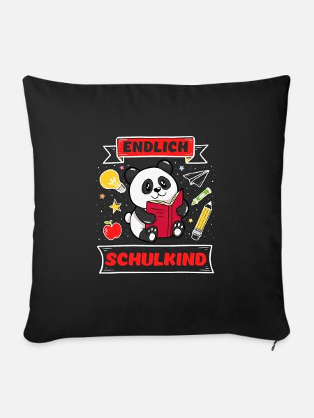 Endlich Schulkind 1. Klasse Grundschule - Sofakissenbezug 45 x 45 cm - Schwarz