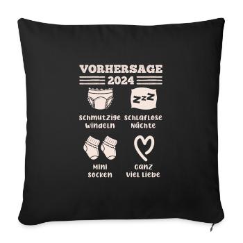 Bald Papa 2024 werdende Mama 2024 Babyparty - Sofakissenbezug 45 x 45 cm - Schwarz - Vorne