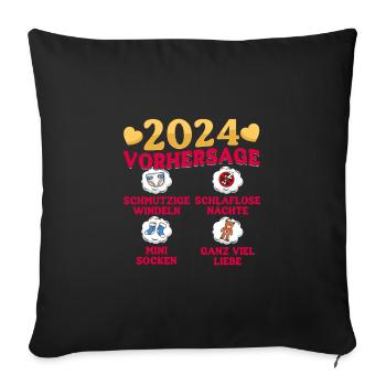 Babyparty Vorhersage 2024 werdende Mama 2024 - Sofakissenbezug 45 x 45 cm - Schwarz - Vorne