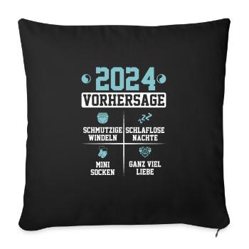 Vorhersage werdende Mama 2024 Baby bald Papa - Sofakissenbezug 45 x 45 cm - Schwarz - Vorne