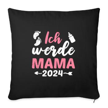 Ich werde Mama 2024 Baby Ankündigung Vorhersage - Sofakissenbezug 45 x 45 cm - Schwarz - Vorne