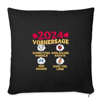 Babyparty Vorhersage 2024 werdende Mama 2024 - Sofakissenbezug 45 x 45 cm - Schwarz - Vorne