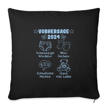 Vohersage 2024 werdende Mama 2024 bald Papa - Sofakissenbezug 45 x 45 cm - Schwarz - Vorne