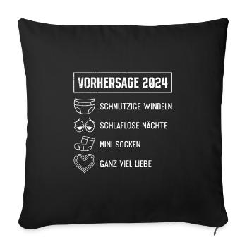 Werdende Mama 2024 Baby Vorhersage 2024 Bald Papa - Sofakissenbezug 45 x 45 cm - Schwarz - Vorne