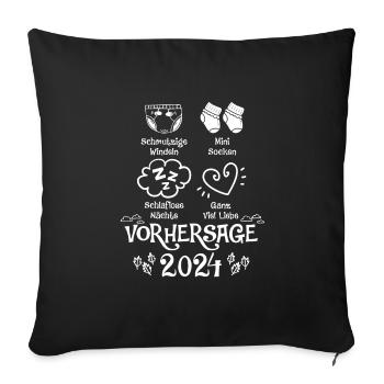 Vorhersage werdende Mama 2024 Baby bald Papa - Sofakissenbezug 45 x 45 cm - Schwarz - Vorne