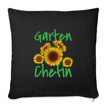 Garten Chefin Sonnenblumen Gartenfreundin Blumen - Sofakissenbezug 45 x 45 cm - Schwarz - Vorne