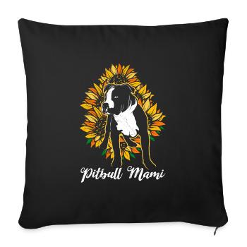 Pitbull Mom Sunflowers Pitbulls Dog Love - Sofa pillowcase 17,3'' x 17,3'' (45 x 45 cm) - black - Front
